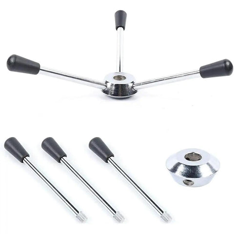 Heavy Duty Cnc Drill Press Handle Bar Set With Feed Hub Wheel features 195mm metal levers and rubber grips for home garage use.