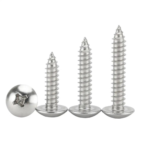 M5 304 Stainless Steel Phillips Pan Head Self Tapping Wood Screws 14mm Pack Of 10 range front view