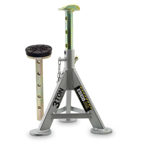 3 Ton Jack Stand Kit With 10 Position Adjustable Height, Flat Top Rubber Cushion Post And Axle Top Post, 12x12 Inch Base, ASME Tested