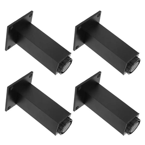 Adjustable Aluminum Cabinet Feet Set 4 Pieces Furniture Leg Supports For Cabinets Sofas And More Anti Rust Durable Base with black footings