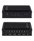 Smooth Operator Fanless Mini Pc With Intel Core I7 10510U eight LAN ports, USB and console connections, compact size.