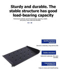 Heavy Duty Vented Cantilever Tray For 1U Rack Mount Server Shelf, sturdy black metal, stable structure for 19 inch network gear.