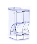 Clear Acrylic Automatic Pet Food Dispenser 300ml For Small Animals And Birds wide open top view with solid transparent design.