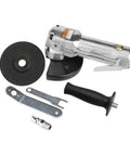 1/4 Pneumatic Angle Grinder Air Polisher 11000 RPM Aluminum Alloy Body with removable side handle and accessories.