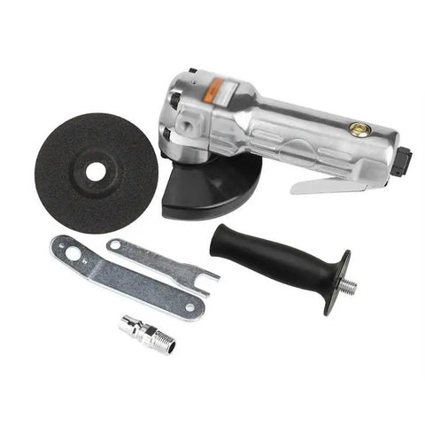 1/4 Pneumatic Angle Grinder Air Polisher 11000 RPM Aluminum Alloy Body with removable side handle and accessories.