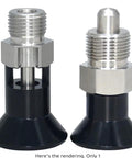 Beefed Up Stainless Steel Mini Indexing Plunger With Easy Turn Adjustment Knobs For Bullseye Accuracy Inside Tight Mechanical Jigs And Shop Workbenches MT635, showing dual stainless steel plungers with black bases.