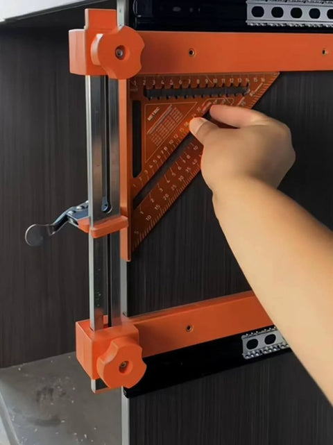 Using Pro Grade Drawer Slide Installation Kit With Laser Dual Scale Markings And Magnetic Arm for precise cabinet alignment.
