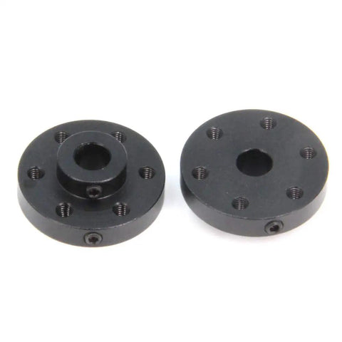 Two Pack Black Rigid Flange Shaft Couplings, Built Tough Universal Aluminum Mounting Hub For 6mm Shafts, 25.4mm OD And 9.2mm Height