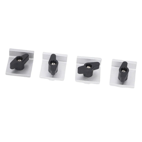 4 Piece Aluminum T Track Stop Block Kit With Bidirectional Design And Low Profile For Woodworking, Sanding, Routing, And Clamping Setup