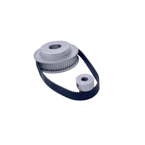 Solid 12T To 48T HTD 5M Timing Pulley Kit For Engine Crankshaft Transmission With Oil Seal Cover Keeps Leaks Away And Boosts Torque Power While Running Smooth For DIY Mechanics Fixing Car Motors, gray pulley and belt