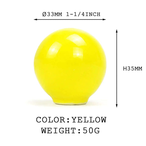 Top Tier Yellow Ceramic Cabinet Knobs 6 Pack, 1 1/4 Inch Drawer Pulls showing bright yellow ceramic sphere measuring 33mm.