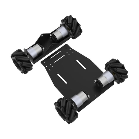 97mm Mecanum Wheels for AGV Robots on black chassis