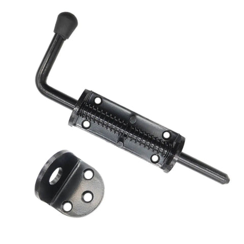 Black 2 Packs 8.5 Inch Heavy Duty Spring Loaded Latch Pin with Sliding Barrel Bolt Door Lock, 12mm Galvanized Finish