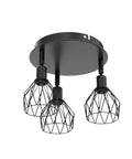 Three Light Ceiling Mount Kitchen Fixture With Multi Directional Rotating Black Iron Lamp Shades For Farmhouse Style Kitchens Dining Rooms Porches And Hallways E12 Bulb Not Included