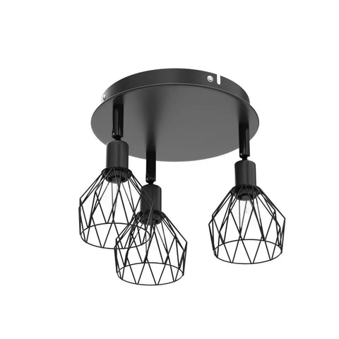Three Light Ceiling Mount Kitchen Fixture With Multi Directional Rotating Black Iron Lamp Shades For Farmhouse Style Kitchens Dining Rooms Porches And Hallways E12 Bulb Not Included