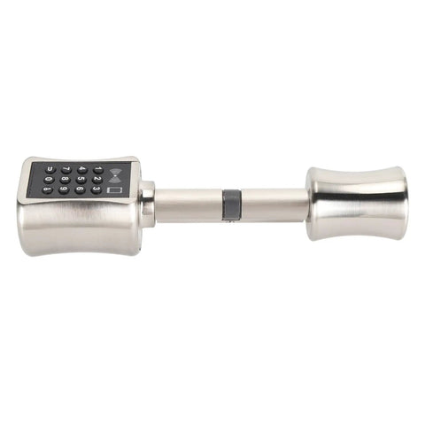 Keyless Smart Cylinder Lock Featuring Touchscreen Keypad And Smartphone App Access Night Bolt Security for wood and glass doors.