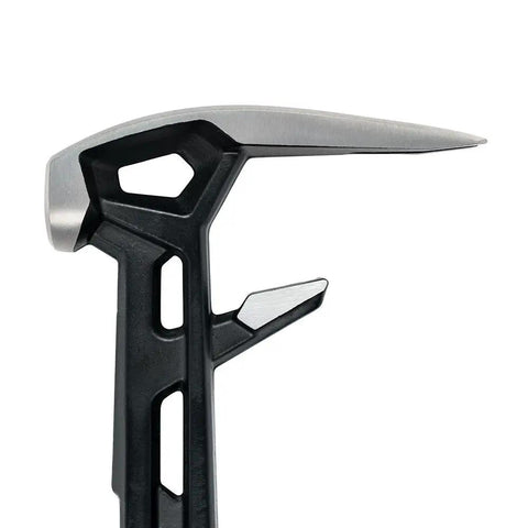 IsoCore Wrecking Bar And Crowbar With Board Bender, Shock Absorbing Hammer, 30 Inch Pry Bar close-up with contoured head
