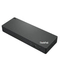 Heavy Duty Thunderbolt 4 Notebook Docking Station With 230 Watt Power Delivery And Matte Black Finish for Work Laptops side view showing ports.