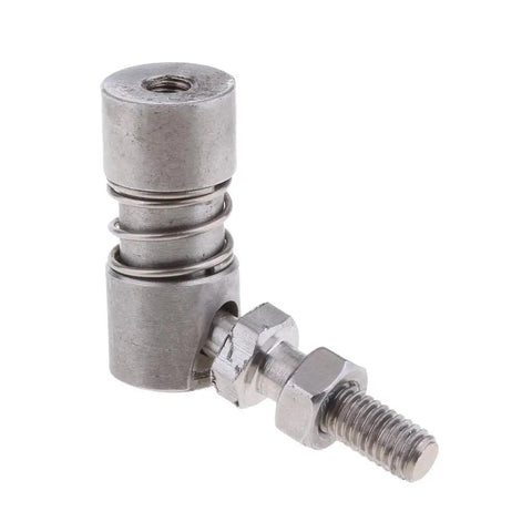 Boat Throttle Ball Joint Quarter Inch Six Millimeter Linkage End Set Of Two 304 Stainless Steel Marine Steering And Control Hardware Durable Corrosion Resistant For Outboard And Inboard Boats, angled view with threaded end