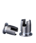 High Grade 302H Stainless Steel Self Tapping Thread Inserts Slotted Type For Fast And Easy Metalworking Repair Jobs On M8 Threads Made To Go Bump, showing two inserts.
