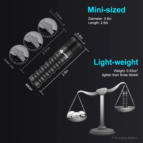 Pocket EDC Keychain Flashlight Delivers 120 Lumens With XPG3 LED Runs Up To 36 Hours On A AAA Battery IPX8 Waterproof torch dimensions