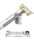 Adjustable Workbench Dog Clamp For Three Quarters Inch Holes Fits 19mm Posts Stainless Steel With Brass Adjustable Stop Keeps Workpieces Secure On Top Or At The Edge For Woodworking Be A Workhorse. Stainless steel bench dog clamp with brass stop and wrench