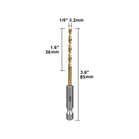 Cobalt High Speed Drill Bit Set Twenty Pack One Eighth Inch Hex Shank Jobber Bits For Hardwood Aluminum Metal Copper Alloyed Steel M35 Cobalt HSS
