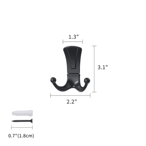 Matte Black Stainless Steel Wall Mounted Coat Hooks Set Offers Top Shelf Durability featuring a single large rugged hook at 3.1 inches high.