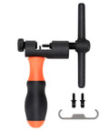Universal Bike Chain Tool Kit With Breaker And Master Link Pliers, Chain Wear Indicator, And Chain Splitter, showing chain breaker tool.