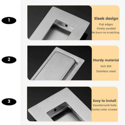 2 Pack Brushed Nickel Sliding Closet Door Handles Recessed Flush Finger Pulls 5.9 Inch Long For Sliding Barn Doors And Cabinets