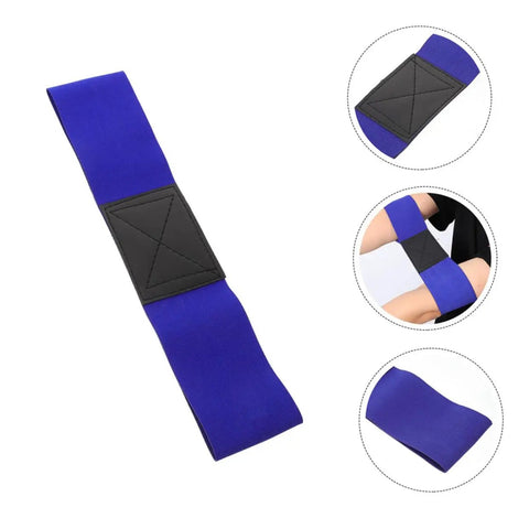 Two Piece Golf Swing Training Arm Strap Set For All Golfers Improve Grip, blue strap with black padding detail