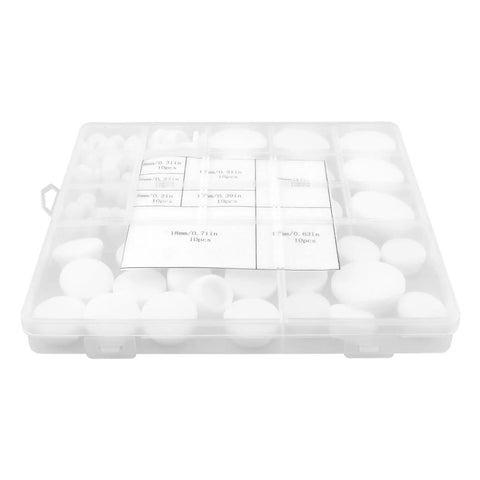 80 Piece Silicone Hole Plugs Kit With 8 Sizes Round Grommets in storage box, suitable for car, furniture, and office use