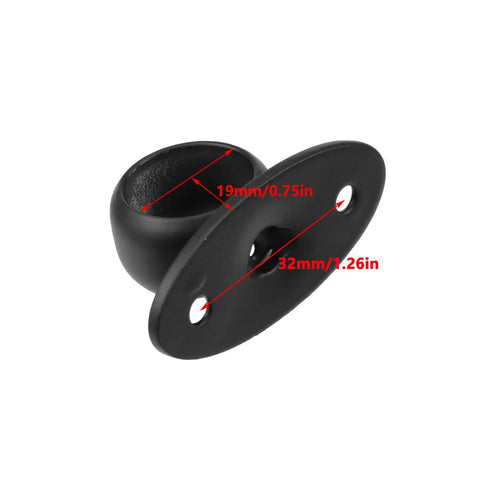 Rock Solid Stainless Steel Closet Rod Flange with Rust Proof Pipe Bracket, 19mm hole for 3/4 inch rods, black.
