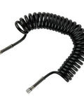 Kickass 10 Foot Polyurethane Spring Coil Airbrush Hose With Standard One Eighth Inch Quick Connect Fittings, black coiled design.