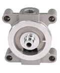 Heavy Duty Remote Mount Coolant Filter Head For Diesel Engines Compatible With 204163 high flow direct fit, silver metal design, front view.