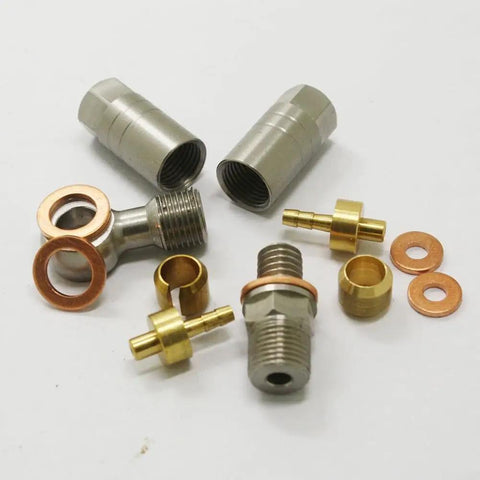 Pro Grade Hydraulic Brake Hose Fittings Feature Copper Olive Head Connectors For Tech3 V4 E4 X2 Supermoto Bike set, brass and alloy
