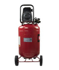 Rock Solid 20 Gallon Portable Air Compressor With Oil Free Twin V Cast Iron Pump Delivers Smooth Five Cfm Flow For Garage Tasks Featuring One Point Five Horsepower Motor And Easy Roll Wheels, red portable tank with wheels.