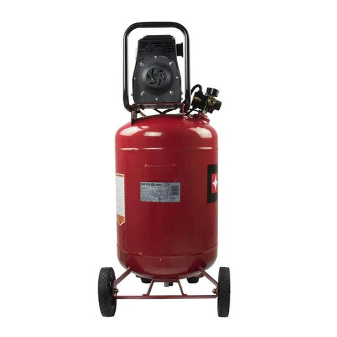 Rock Solid 20 Gallon Portable Air Compressor With Oil Free Twin V Cast Iron Pump Delivers Smooth Five Cfm Flow For Garage Tasks Featuring One Point Five Horsepower Motor And Easy Roll Wheels, red portable tank with wheels.
