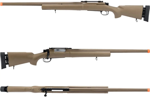 Mil Sim M24 Style Airsoft Rifle With Cycling Action Elite Scout Build Tan Fluted Barrel Rifle Only No Optics Batteries Or Charger Included