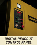 Digital readout control panel of Heavy Duty 37 Inch Wide Belt Sander 20 Horsepower Industrial Woodworking Station.