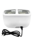 Heavy Duty 2.5L Ultrasonic Cleaner With Smart Digital Timer And Heating Element Ultra Quiet Jewelry Watch Veggie Scrubber Includes Stainless Steel Basket, viewed from the side with power cord.