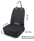 Front Seat Dog Car Cover for Cars Trucks and SUVs Waterproof Nonslip Easy Clean 4 Layer Quilted Seat Protector with 600D Oxford Cloth shown with dimensions