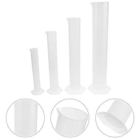4 Pack Plastic Graduated Cylinders Thickened Clear Plastic With Hexagonal Spill Resistant Base For Precise Calibration In Kid Friendly Lab Learning Science Classroom Supplies Industrial Measuring, four sizes