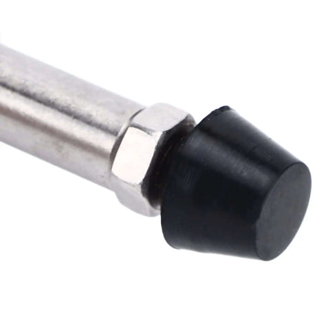 Close-up of One Hand Quick Release Toggle Clamp in stainless steel with 99.2 lb clamping force, showing rubber tip detail for woodworking