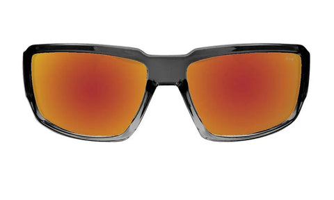 Front view of Floating Safety Glasses For Men 2 Tone Crystal Frame Red Mirror Lenses With Non Slip Foam Padding ANSI Z87 Plus Compliant
