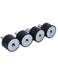 Rugged Heavy Duty Rubber Mounts And Vibration Isolation Shock Absorber For Medical And Mechanical Equipment Reduces Noise And Protects Gear With Durable Rubber And Zinc Coated Steel M8x23 VD30x20, four black mounts