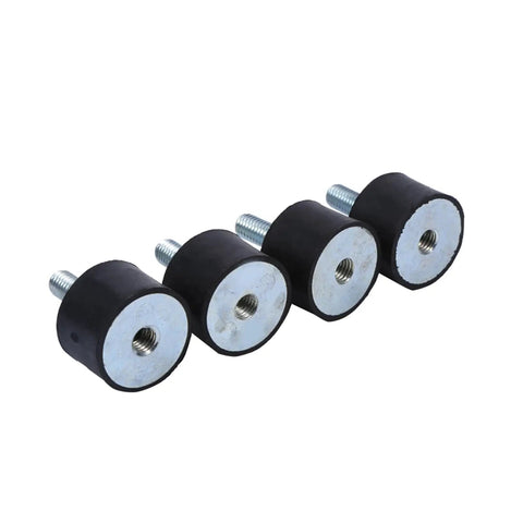Rugged Heavy Duty Rubber Mounts And Vibration Isolation Shock Absorber For Medical And Mechanical Equipment Reduces Noise And Protects Gear With Durable Rubber And Zinc Coated Steel M8x23 VD30x20, four black mounts