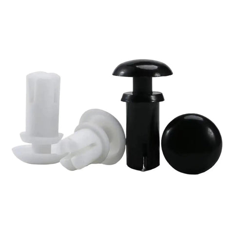 Black And White R Type Nylon Press Rivet Clips Snaps Right In Auto Trim Fasteners with various shapes for easy installation.