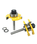 2 Piece Tongue And Groove Router Bit Set With 3/4 Inch Stock T Shape Design For Precision Wood Floor Joinery and Craftwork Projects