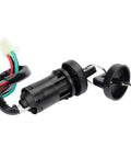 Replacement Ignition Key Switch With Cap For 50cc To 250cc ATV Dirt Bike And Electric Scooter Includes 2 Keys, Easy Install, Rugged Lock Cylinder, Fits Most Small To Mid Size Displacement Models, Ready To Roll. Black 4-wire ignition switch with cap, 2 keys